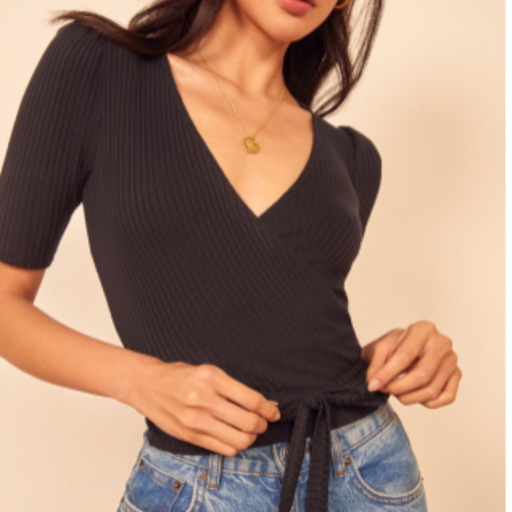 Reformation Rosebud Top Black Size S